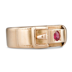 A Ruby and Diamond Buckle Ring