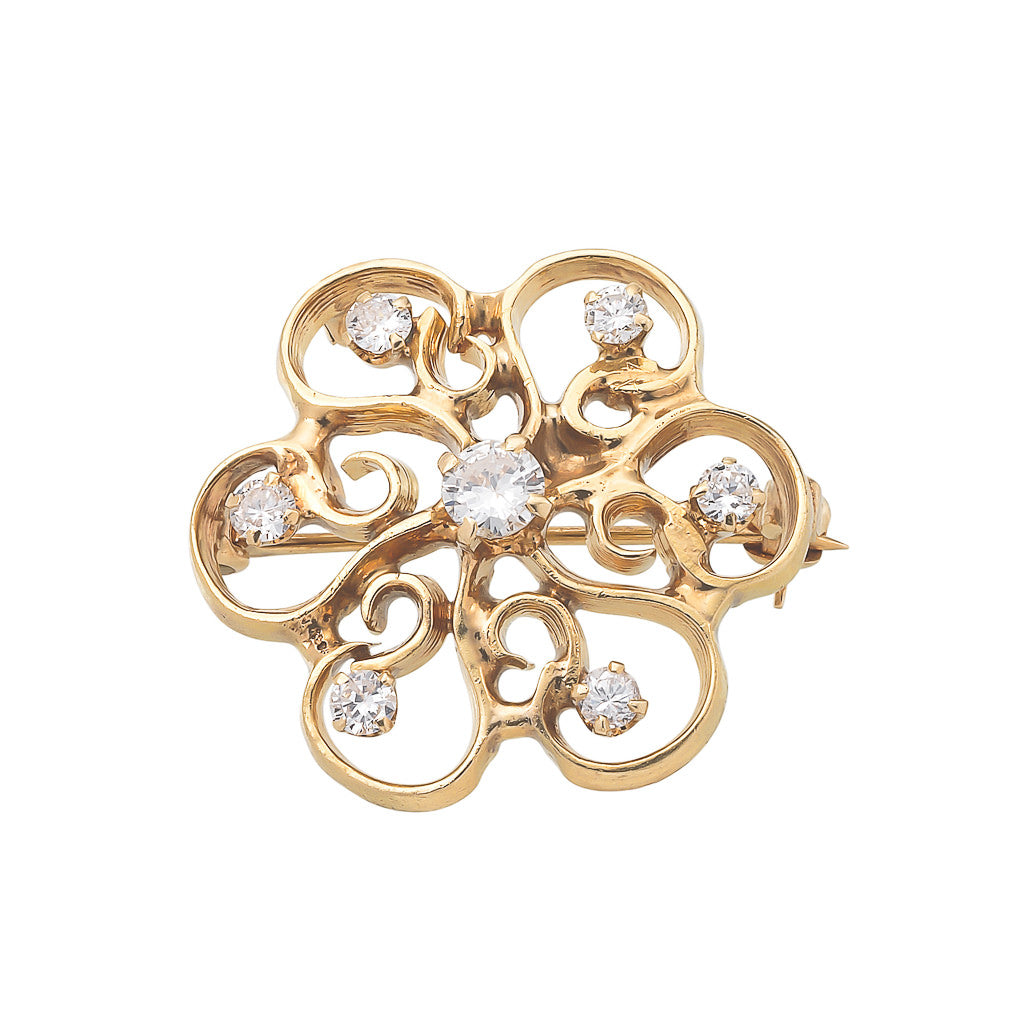 Diamond Flower Brooch