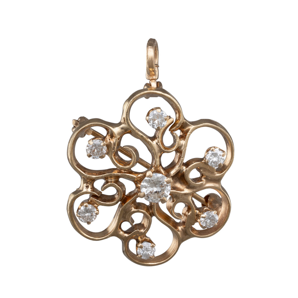 Diamond Flower Brooch