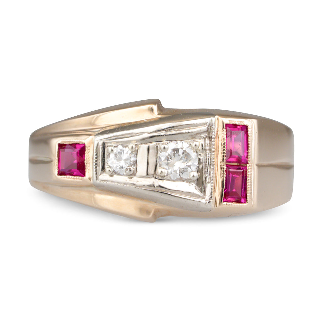 Retro Synthetic Ruby Ring