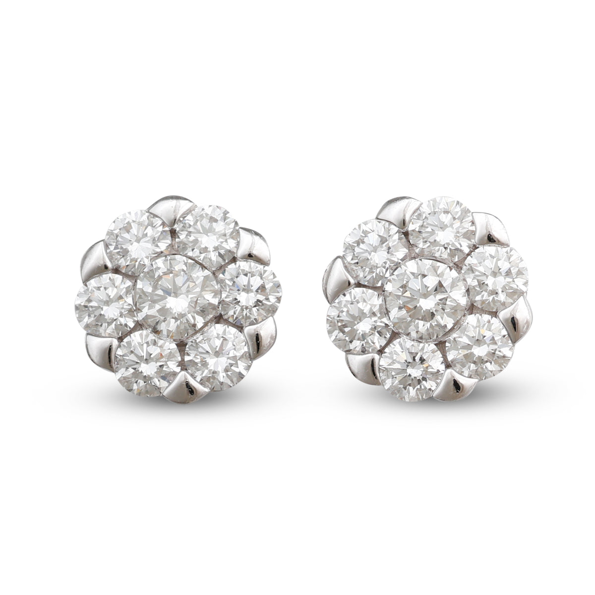 Diamond Cluster Stud Earrings
