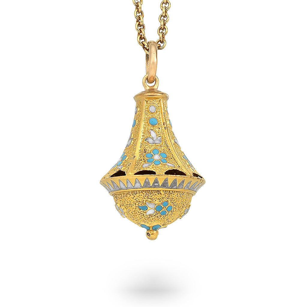 Blue and White Enamel Pendant