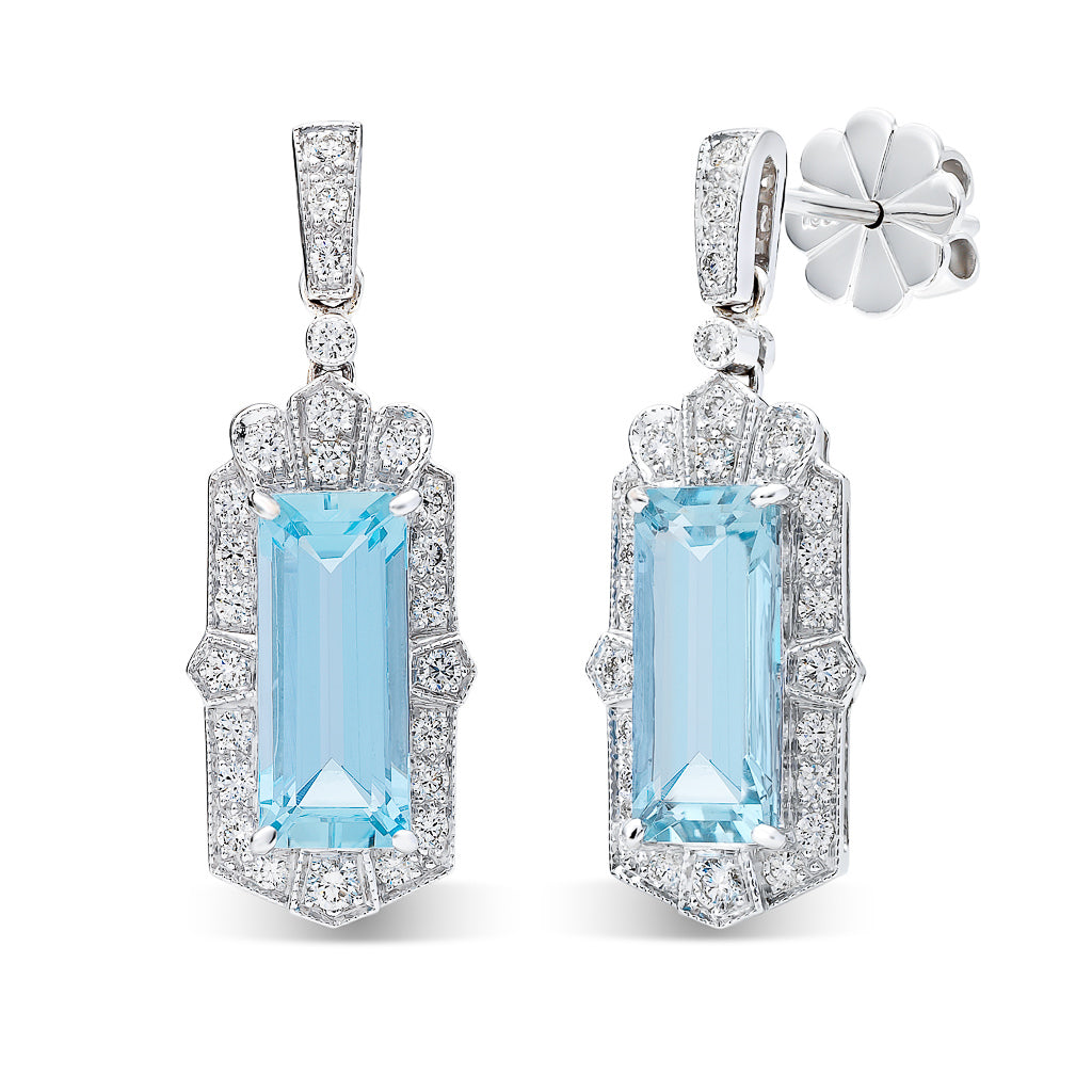 Aquamarine and Diamond Earrings