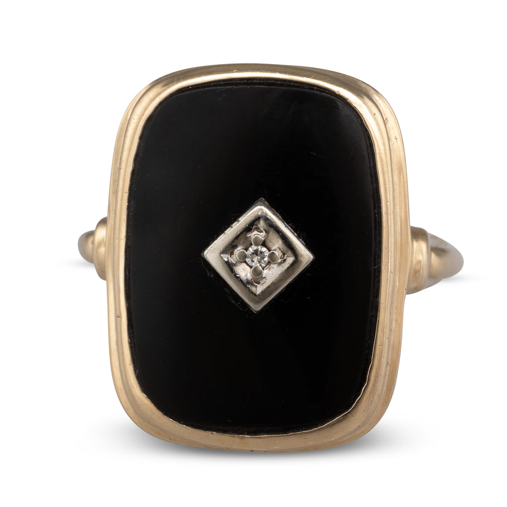 Onyx and Diamond Gold Ring