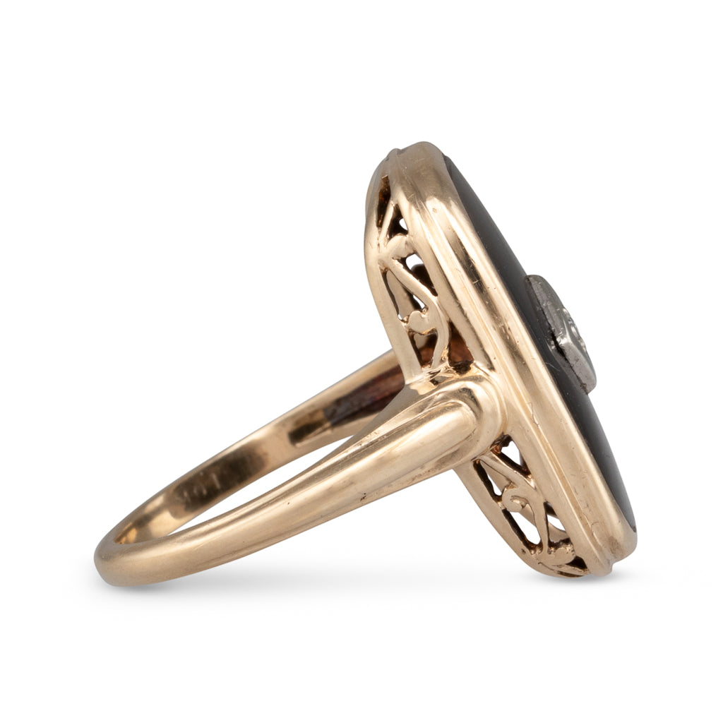 Onyx and Diamond Gold Ring