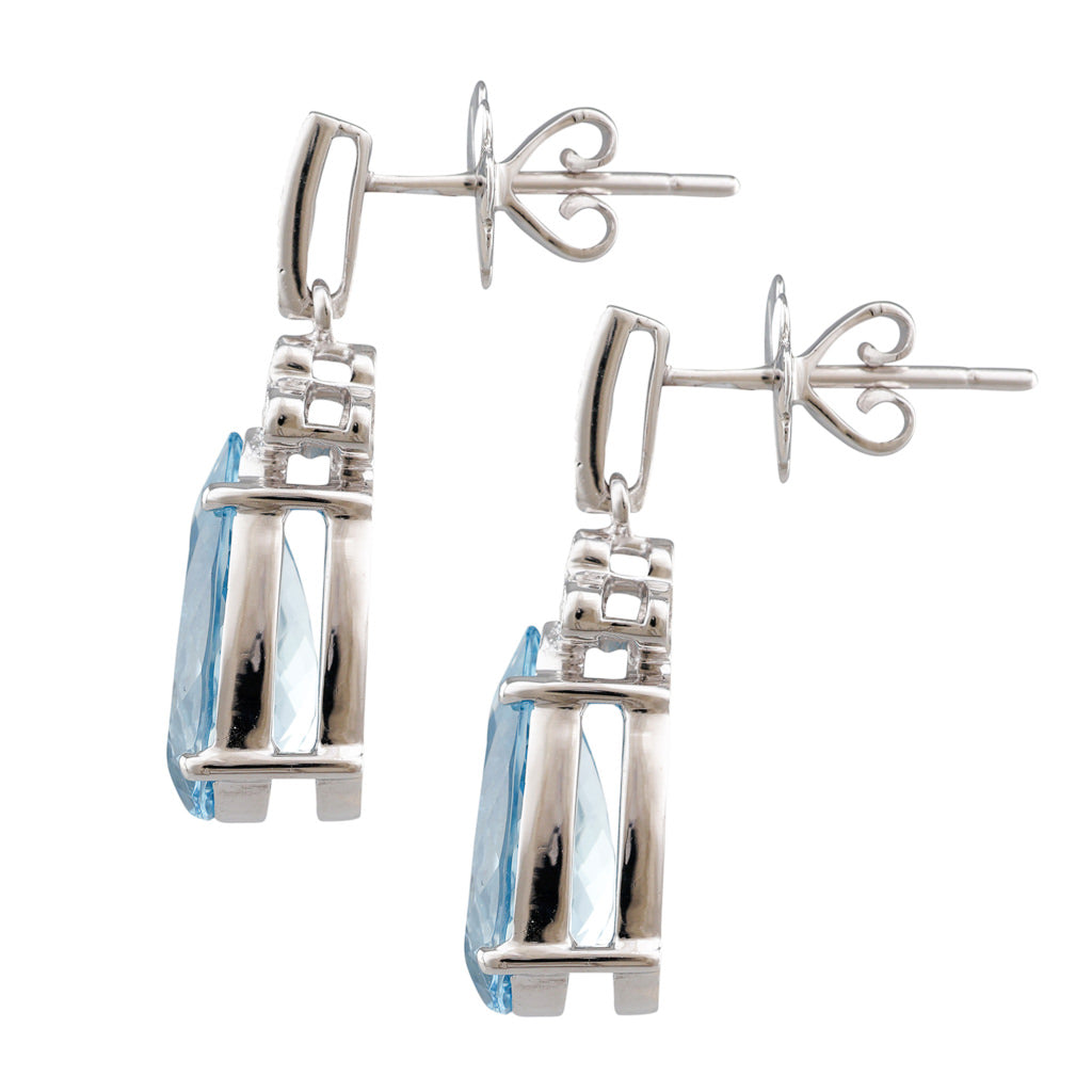 Aquamarine & Diamond Drop Earrings