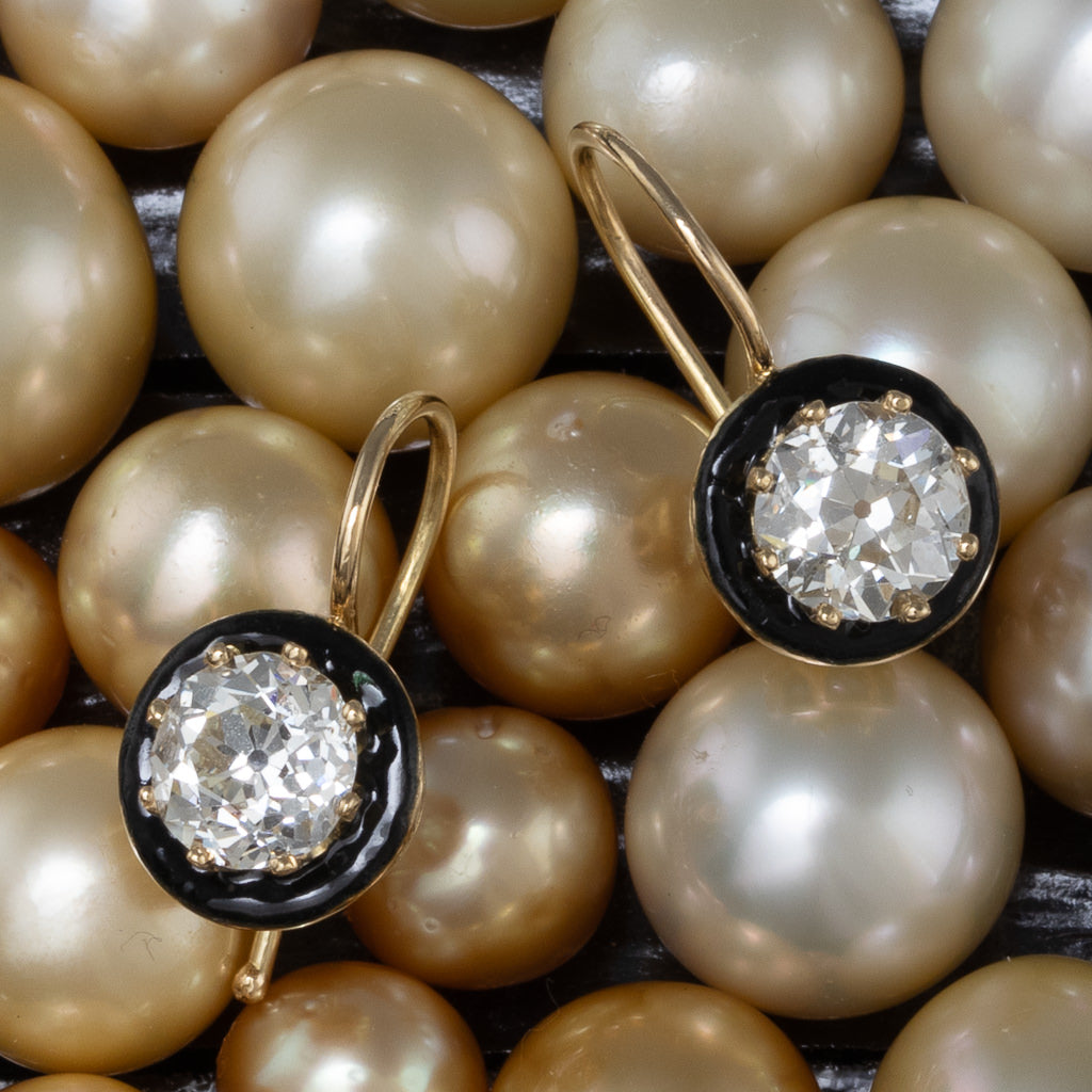 Antique Diamond and Enamel Earrings