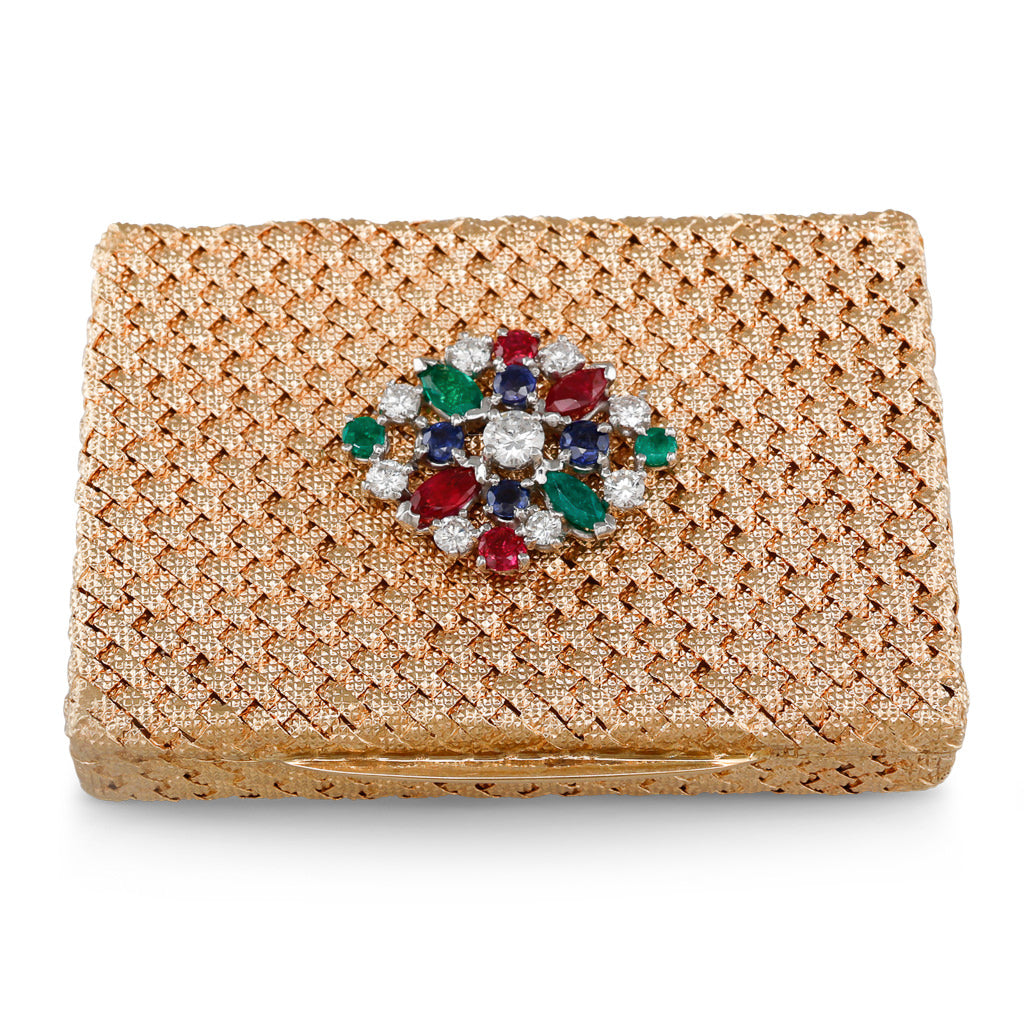 French Gemstone Cluster Gold Box