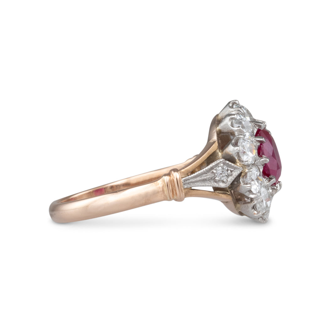 Ruby and Diamond Cluster Ring
