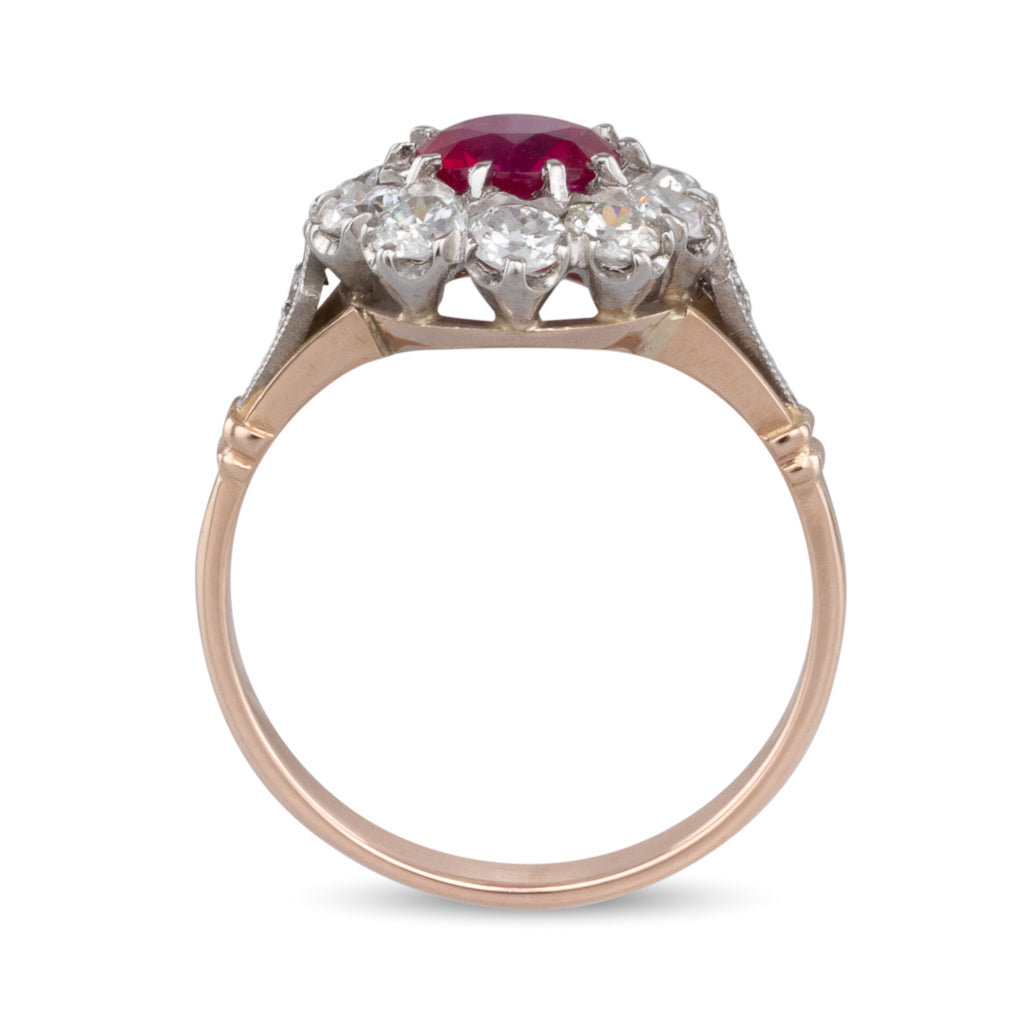Ruby and Diamond Cluster Ring