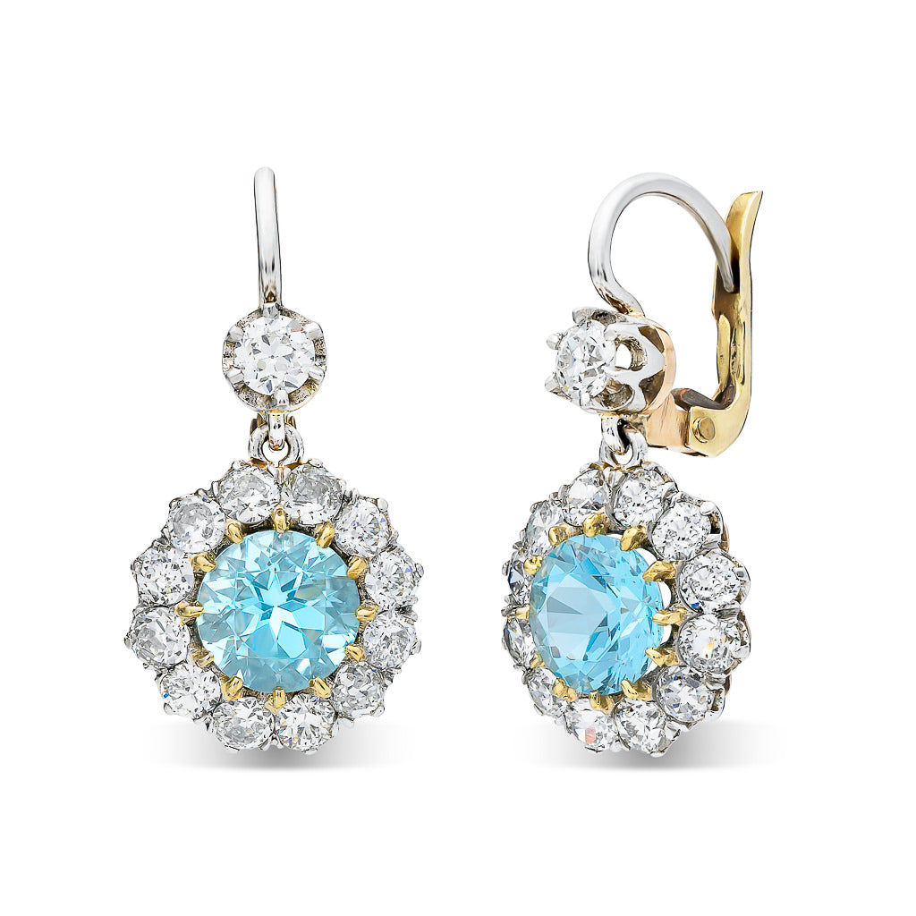 Aquamarine and Diamond Earrings