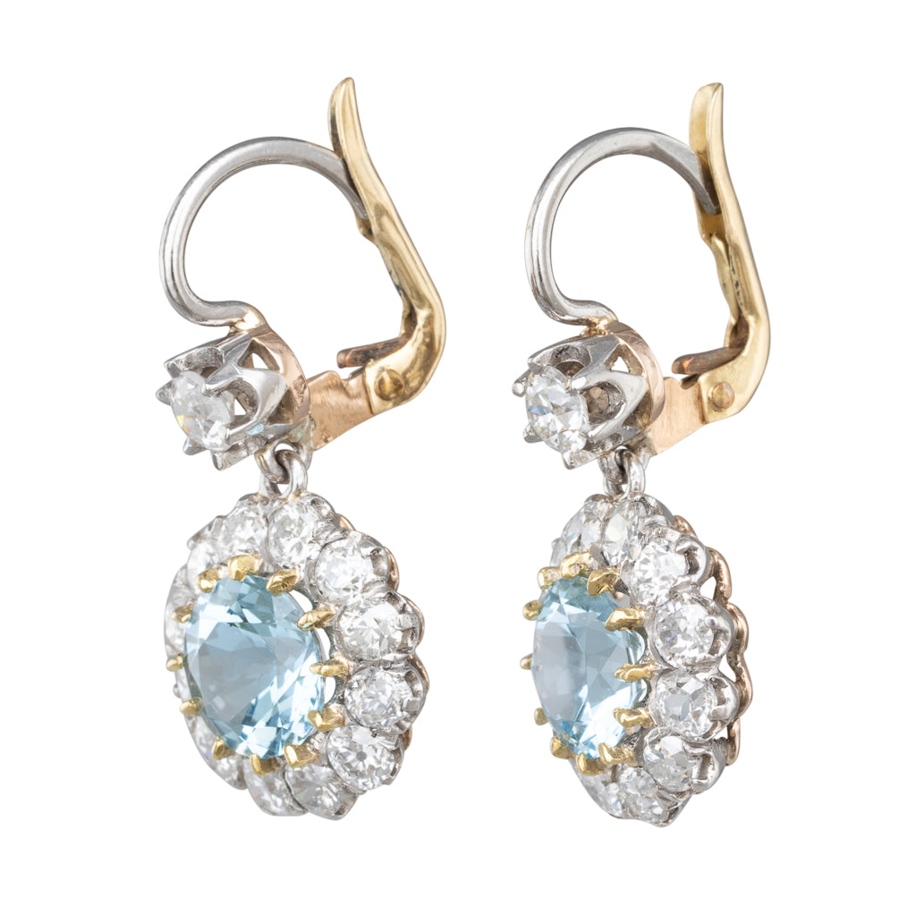 Aquamarine and Diamond Earrings