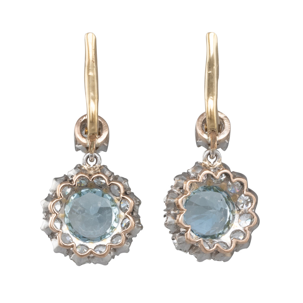Aquamarine and Diamond Earrings