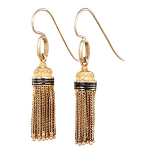 Gold and Enamel Tassel Earrings