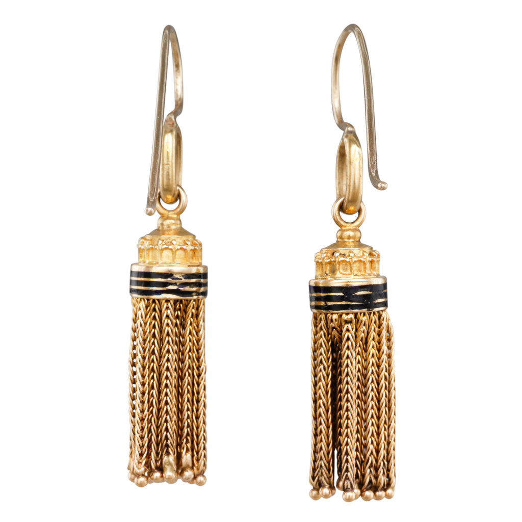Gold and Enamel Tassel Earrings