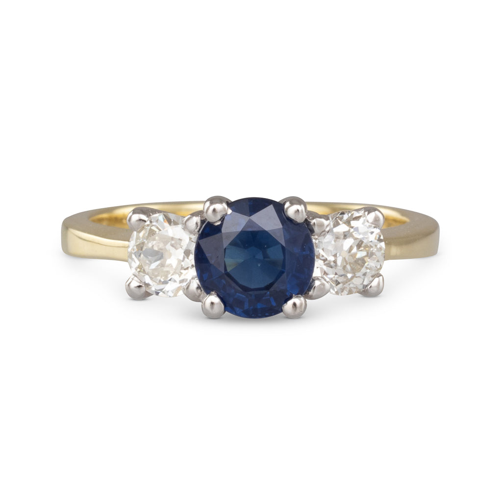 Sapphire and Diamond 3 Stone Ring