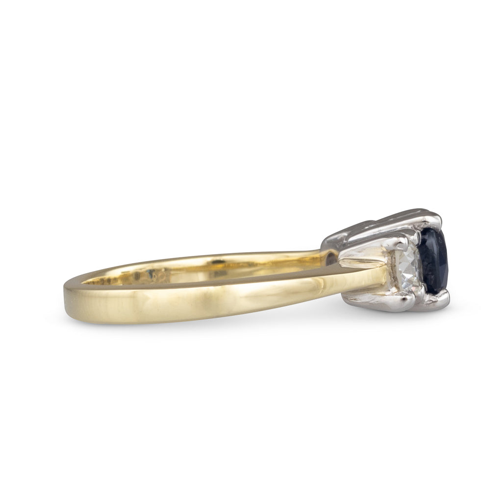 Sapphire and Diamond 3 Stone Ring