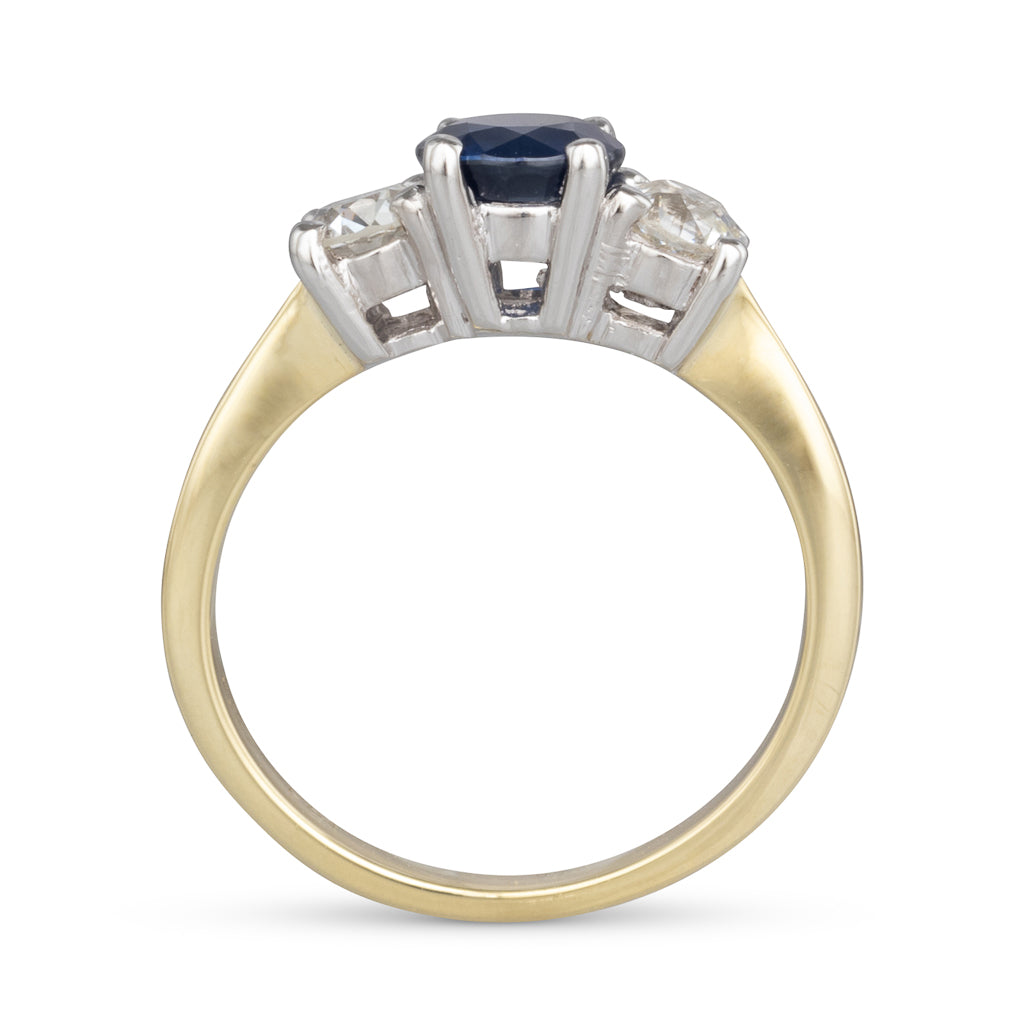 Sapphire and Diamond 3 Stone Ring