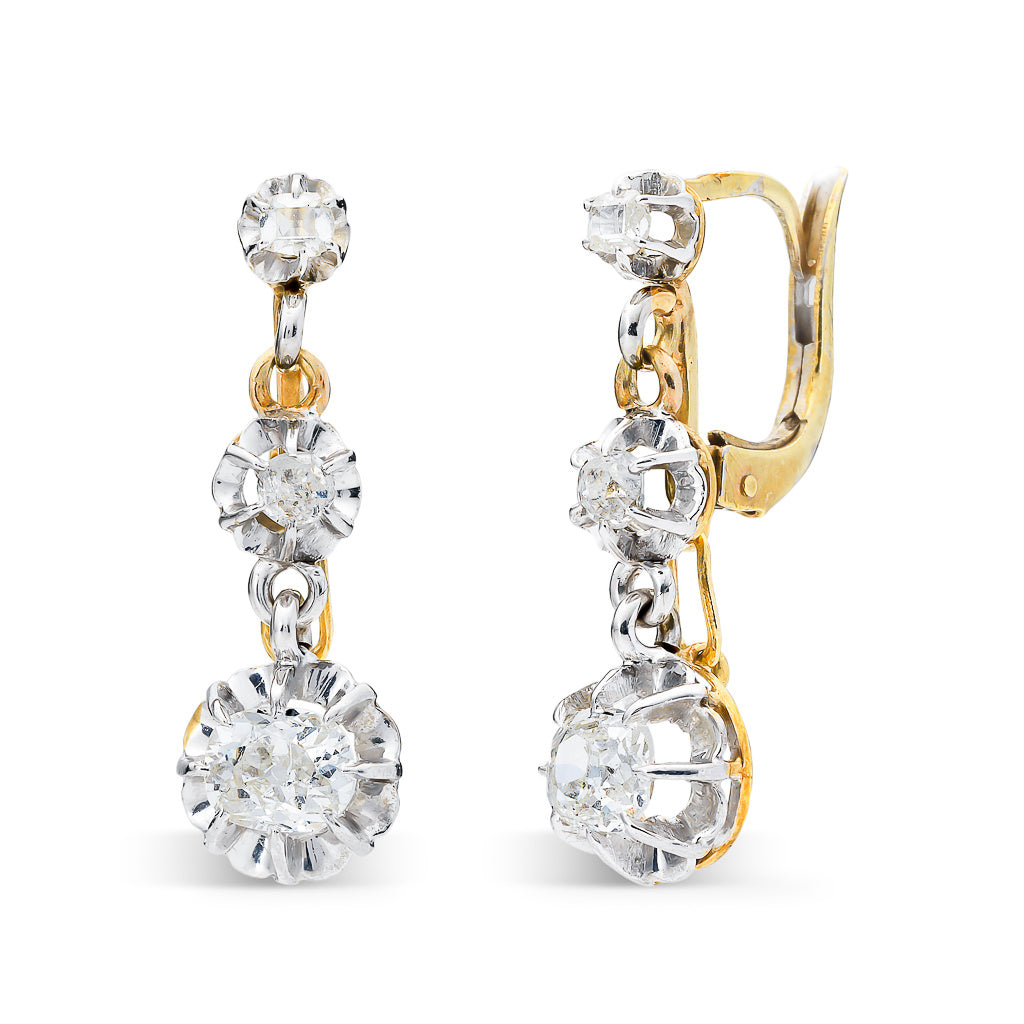 Old Cut Diamond Drop Earrings