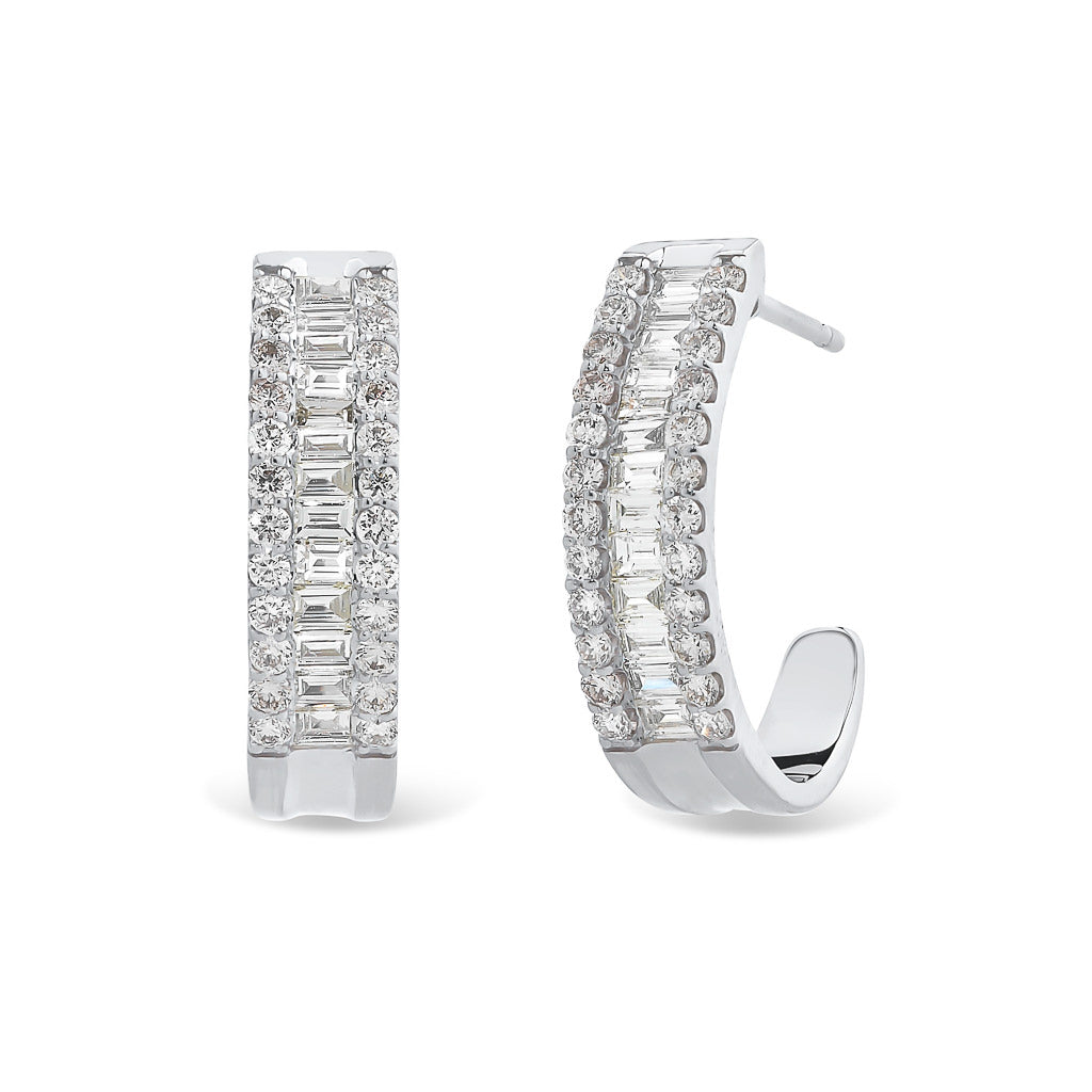 Platinum & Diamond Hoop Earrings