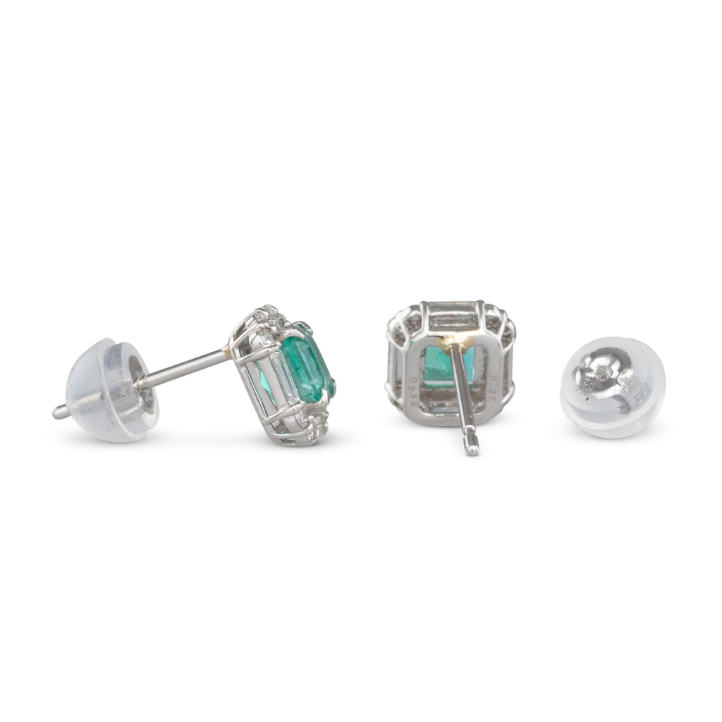 Emerald and Diamond Stud Earrings
