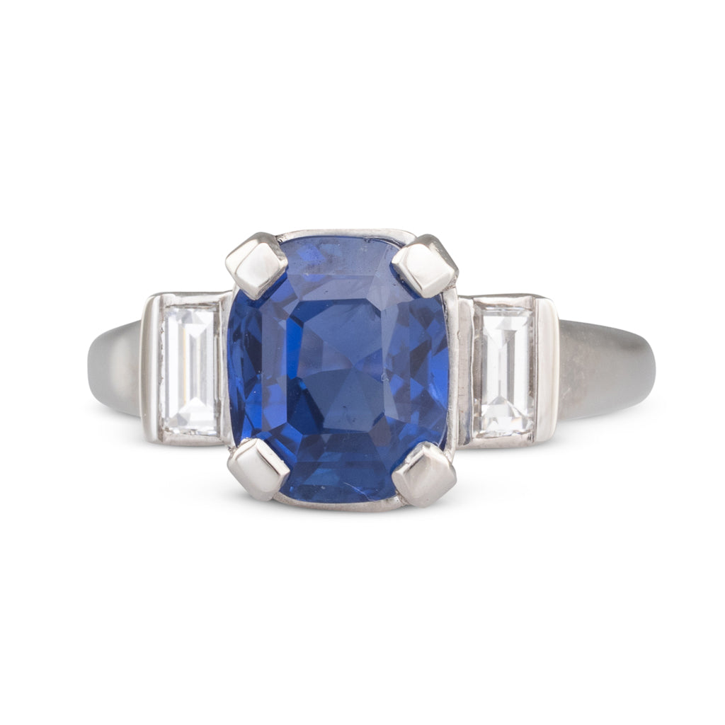 Unheated Sapphire and Diamond Ring
