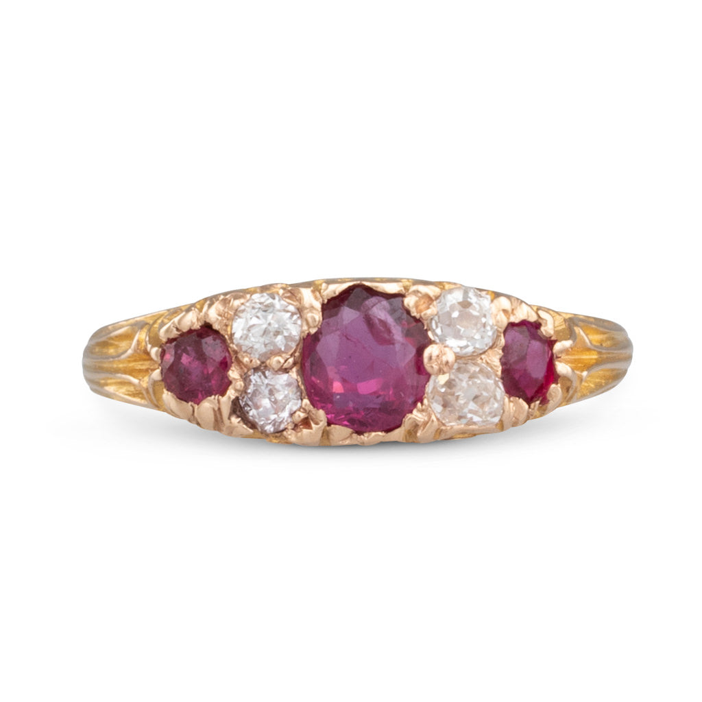 Ruby and Diamond Half Hoop Ring