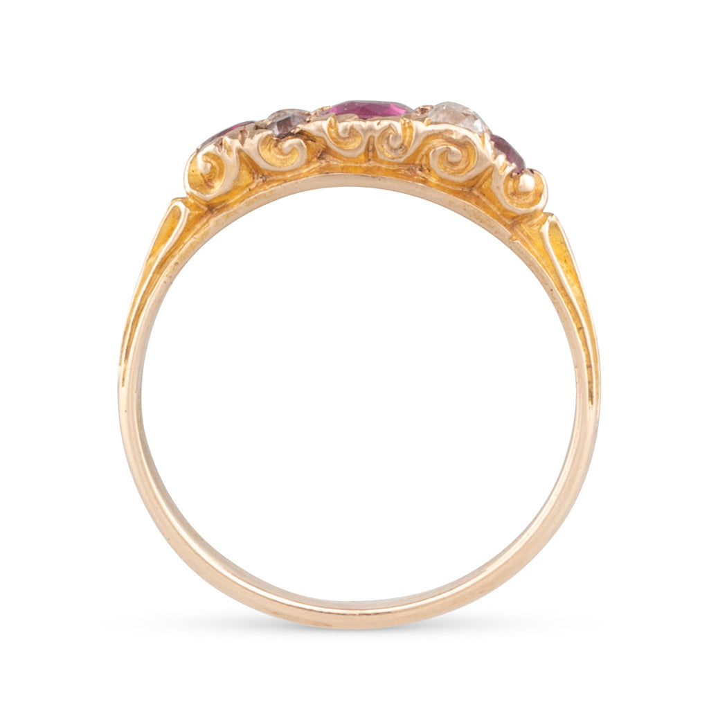 Ruby and Diamond Half Hoop Ring