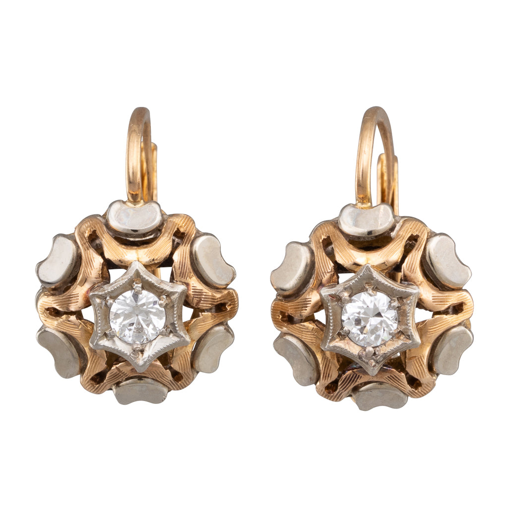 Two Tone Diamond Earrings