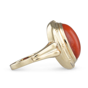 An Oval Coral Ring