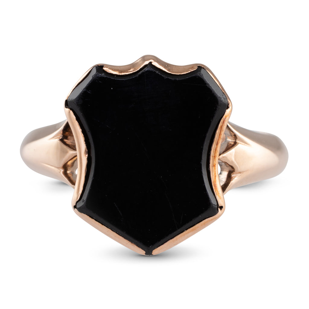 Onyx Shield Signet Ring