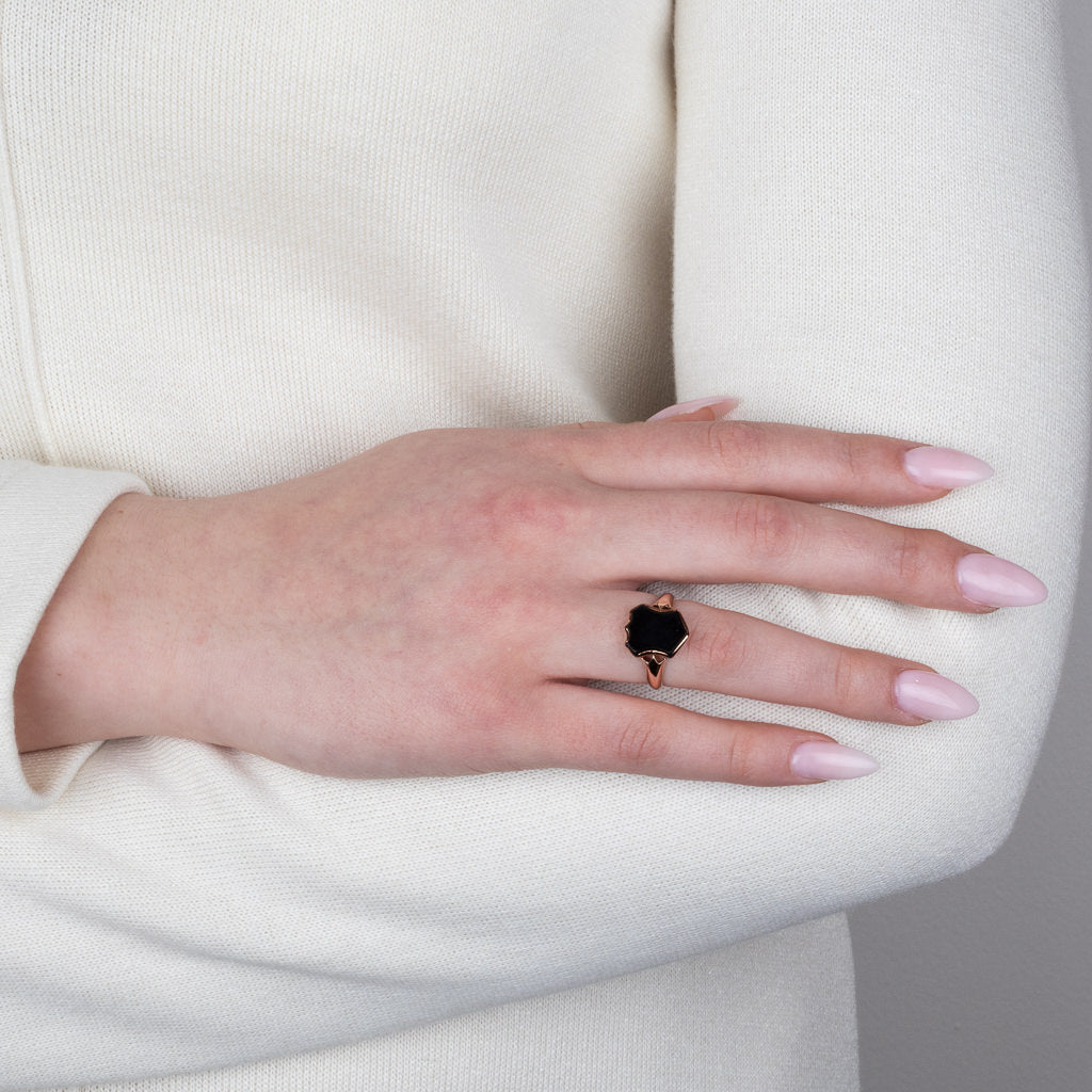 Onyx Shield Signet Ring