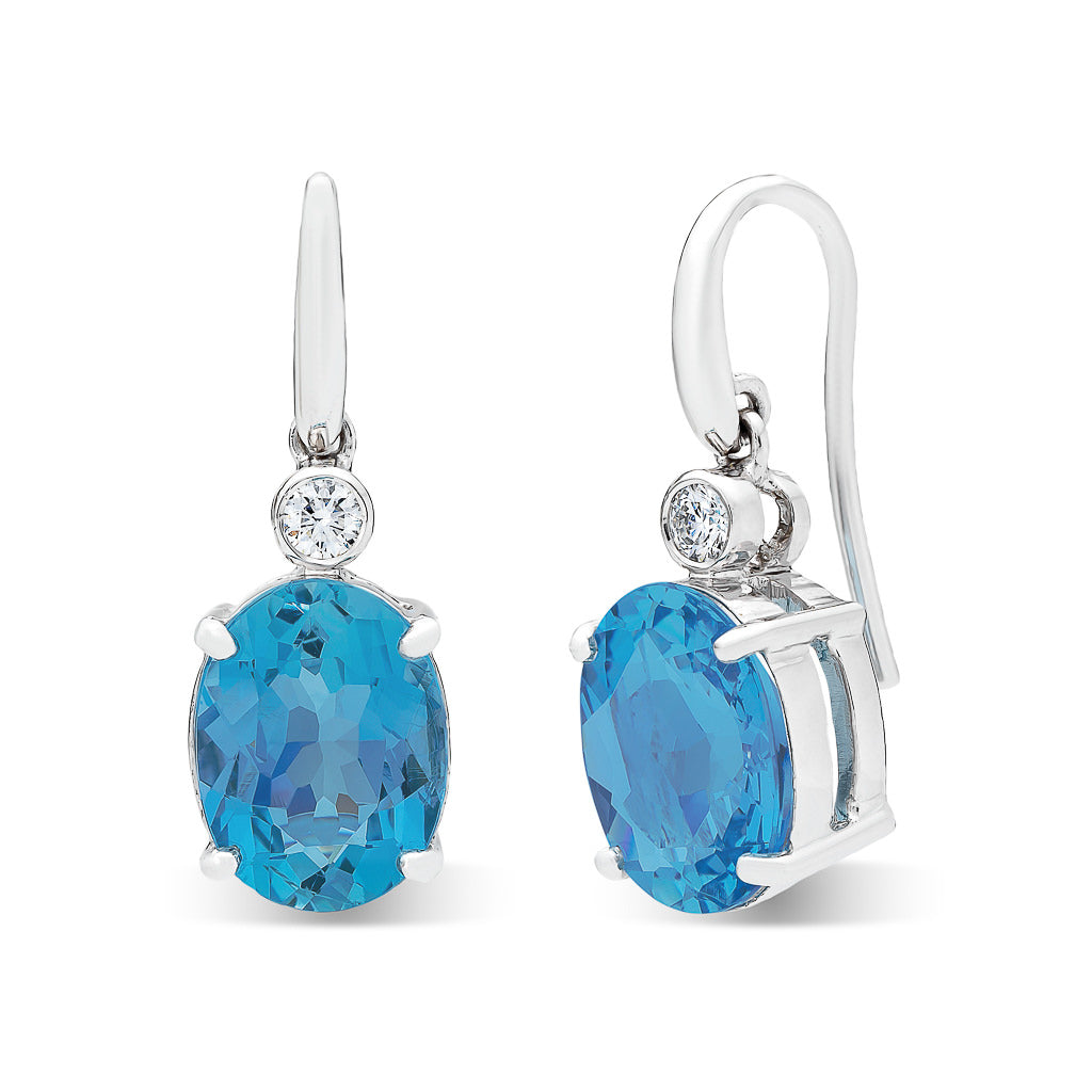 Aquamarine & Diamond Drop Earrings