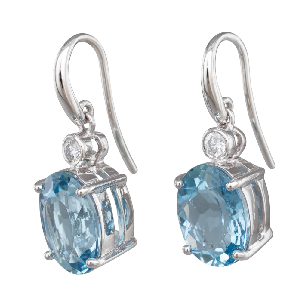 Aquamarine & Diamond Drop Earrings