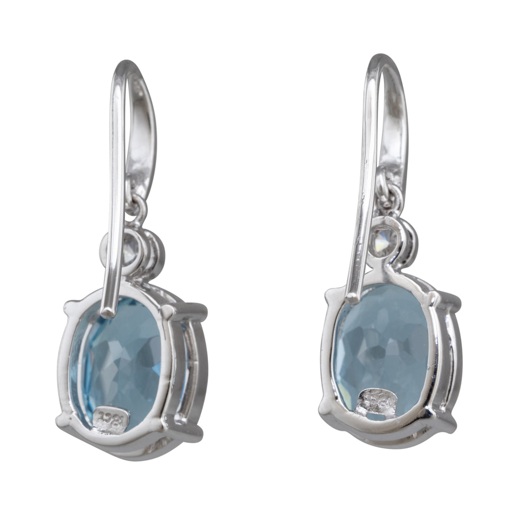 Aquamarine & Diamond Drop Earrings
