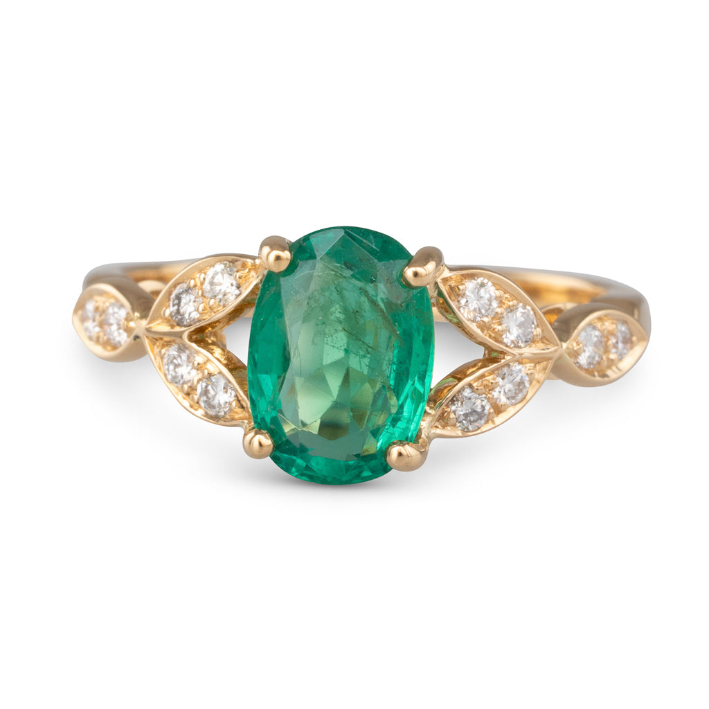 Zambian Emerald & Diamond Ring