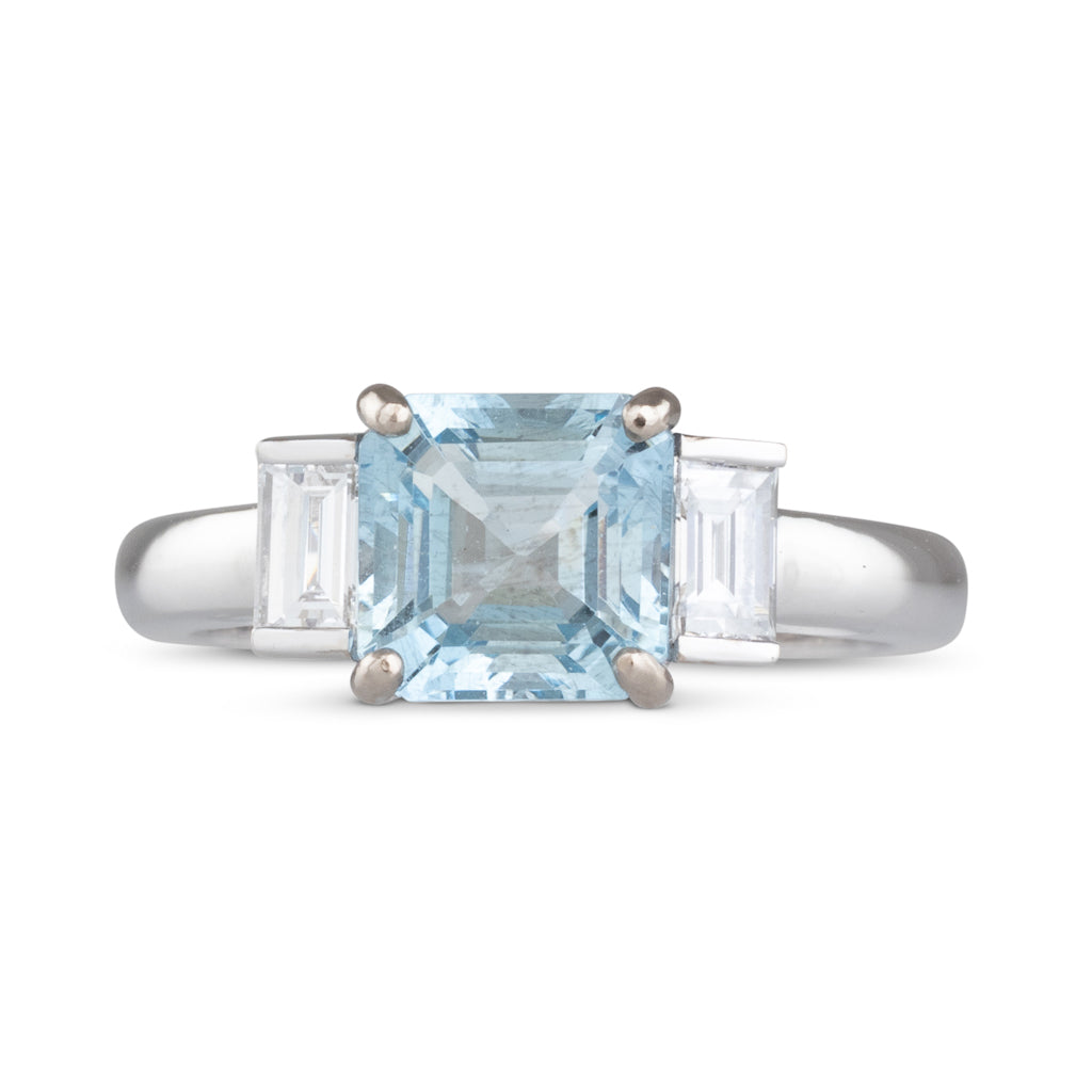 Aquamarine and Diamond Ring