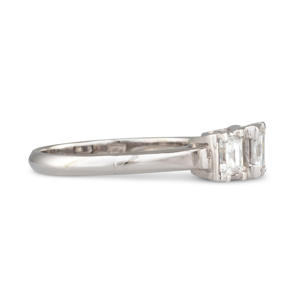 Three Stone Carre Cut Diamond Ring