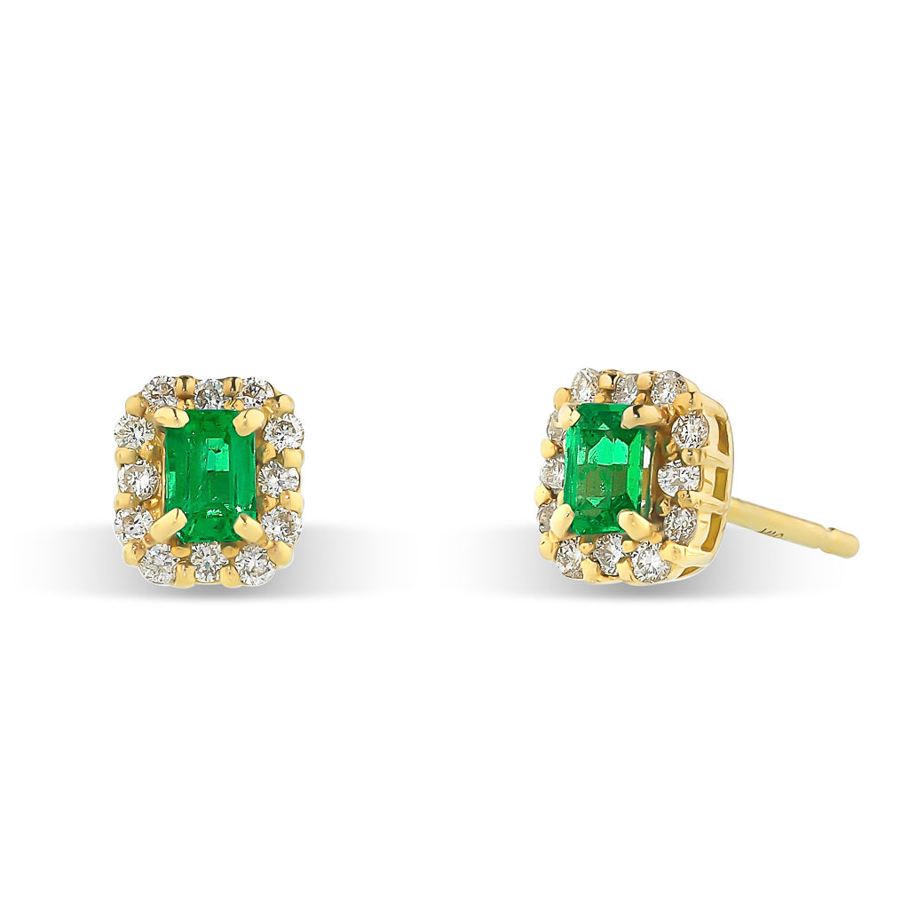 Emerald & Diamond Stud Earrings