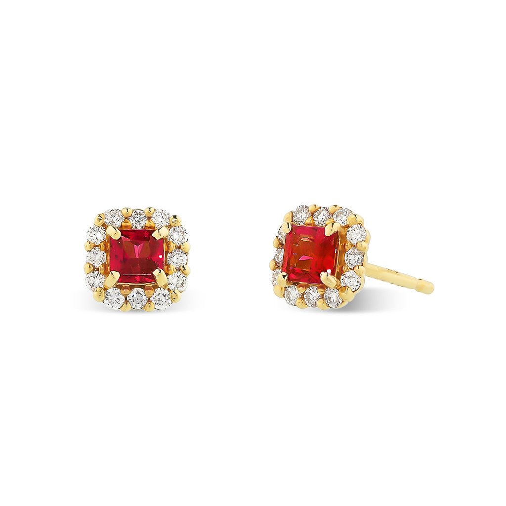 Ruby & Diamond Stud Earrings