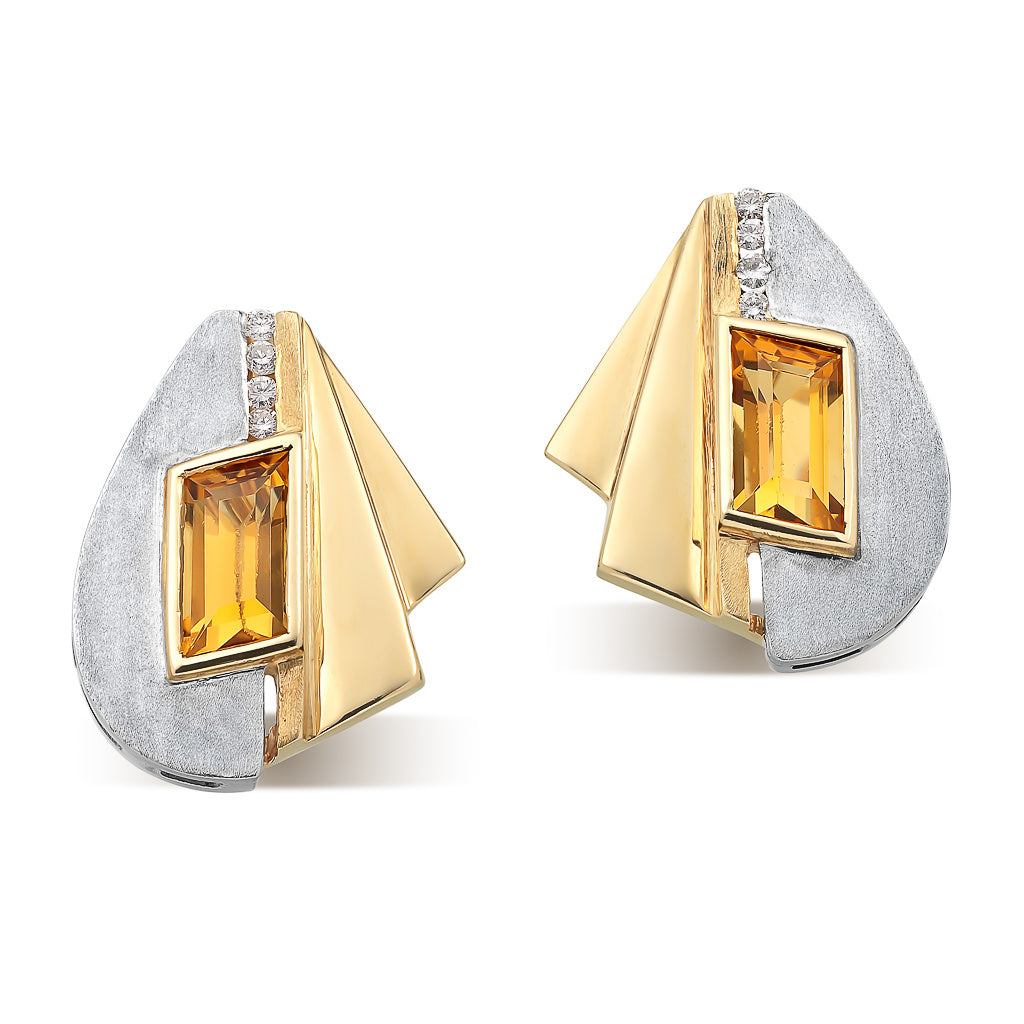 Two Tone Citrine Earrings