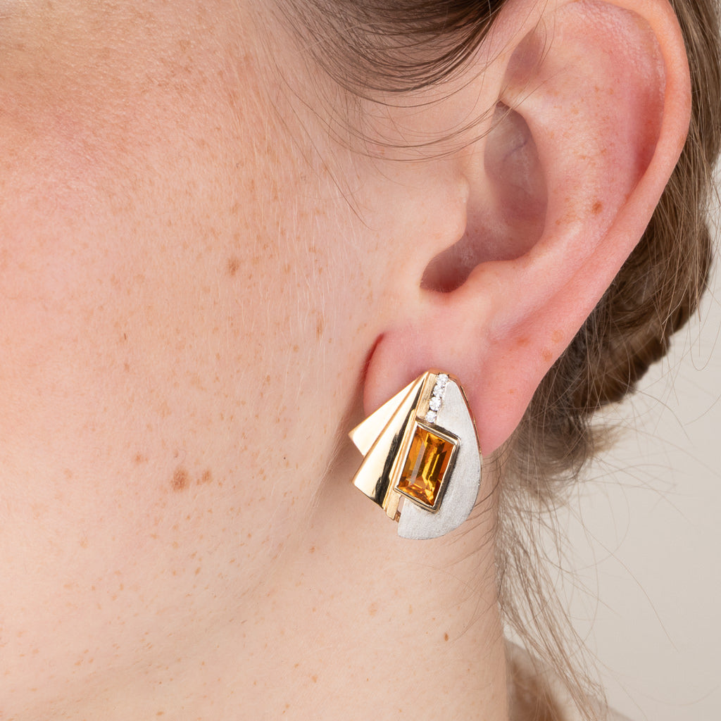 Two Tone Citrine Earrings