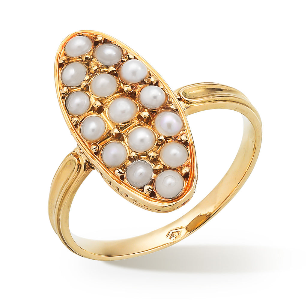Navette Seed Pearl Ring