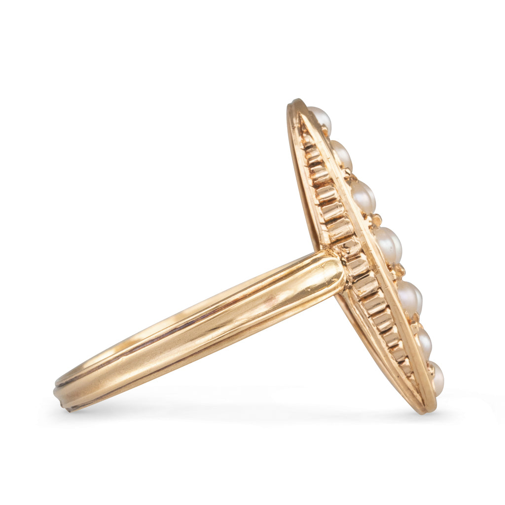 Navette Seed Pearl Ring