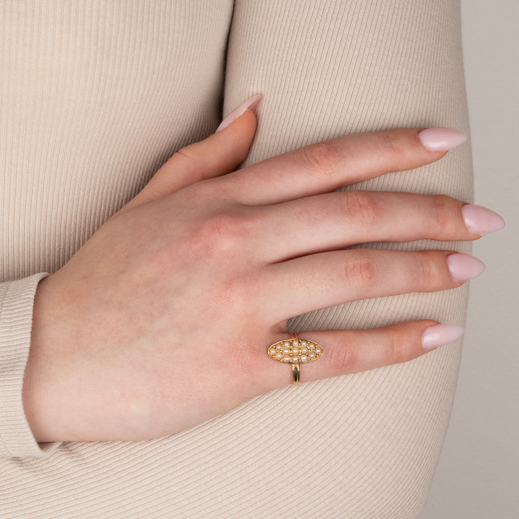 Navette Seed Pearl Ring