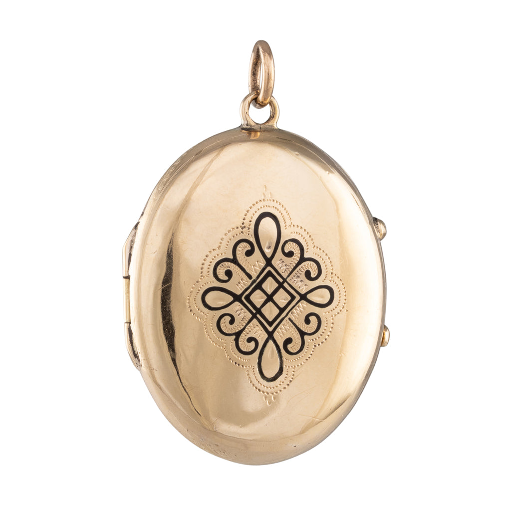 An Enamel Cherub Locket