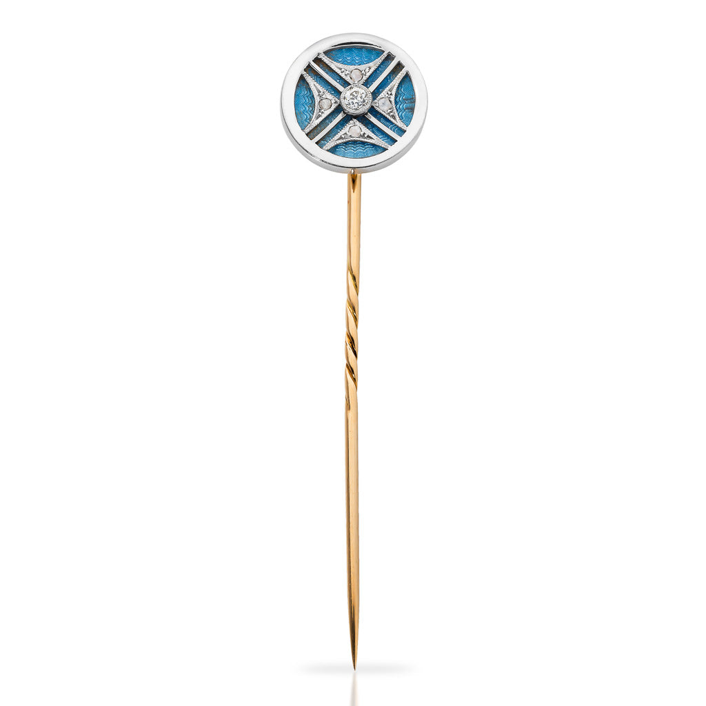 Art Deco Enamel & Diamond Stick Pin