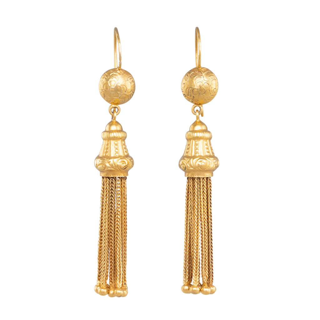 Yellow Gold Tassel Earrings