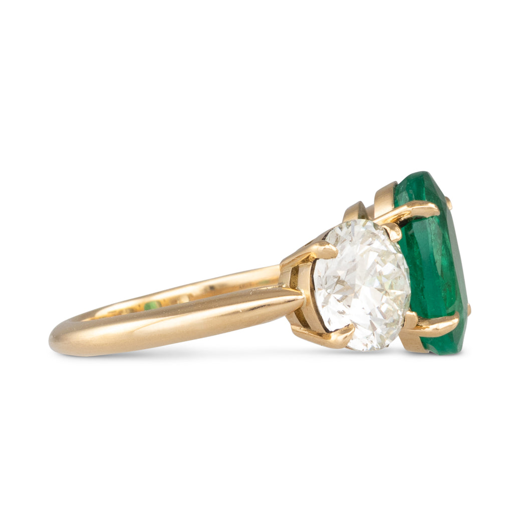 Emerald & Diamond Three Stone Ring