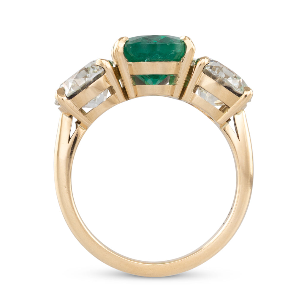 Emerald & Diamond Three Stone Ring